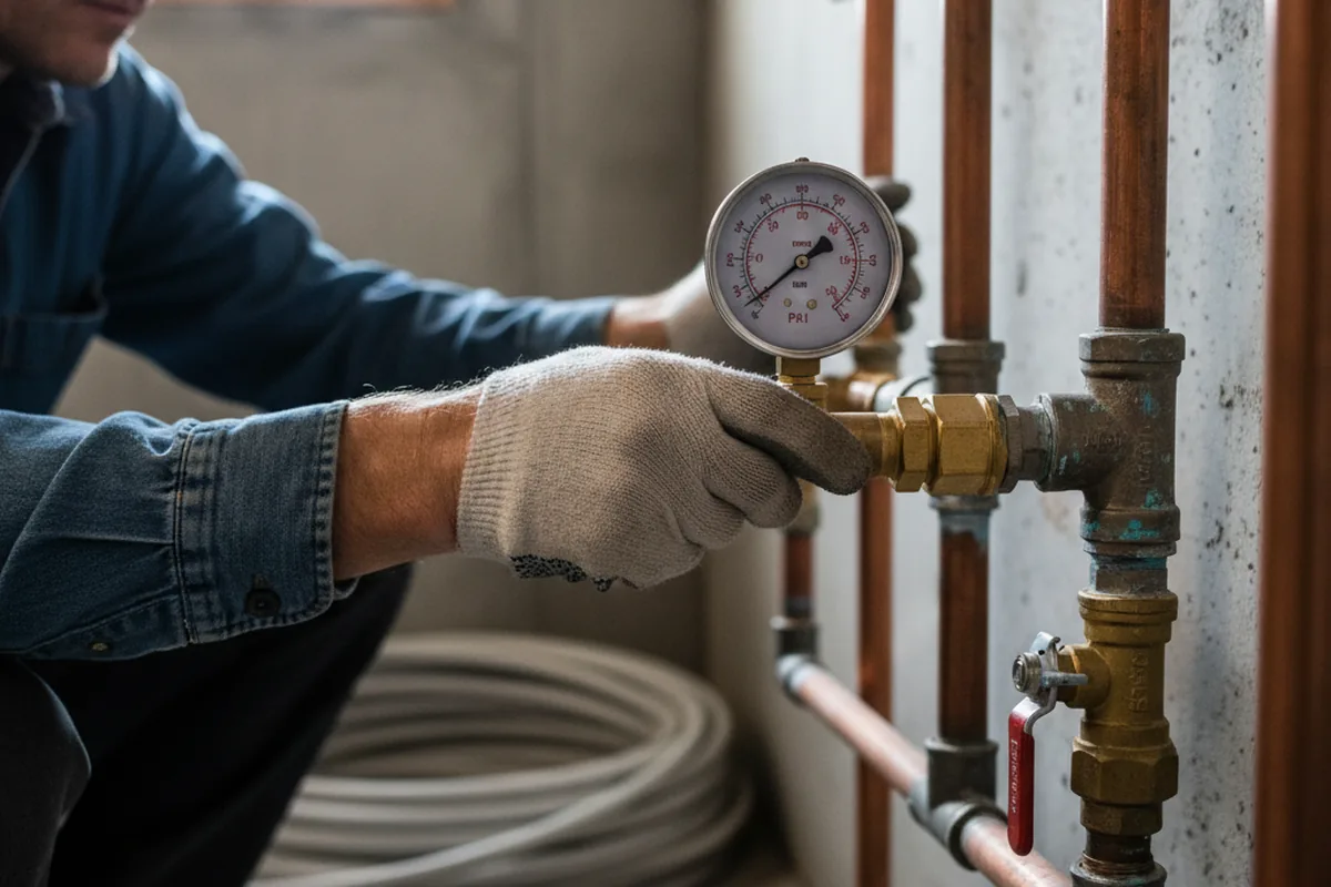 Pressure testing a repaired line during Water Line Repair in Southfields